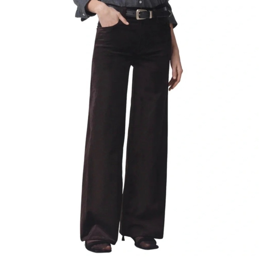 Citizens of Humanity Paloma Wide Leg Velvet Pants Brown Size 31 1984-1184